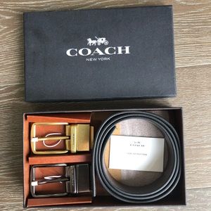 NWT reversible black/brown belt gold/pewter buckle